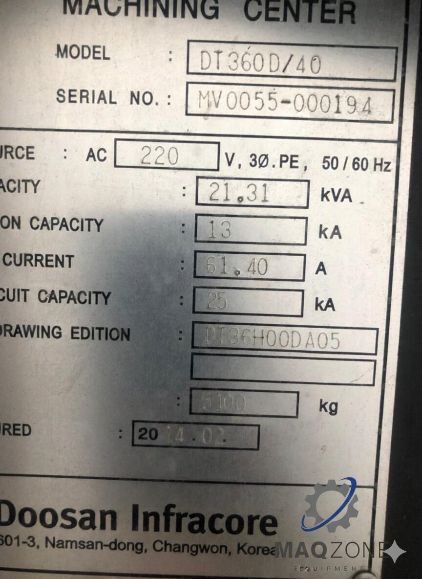 Centro de Maquinado Vertical Doosan DI360D/40 vista 6